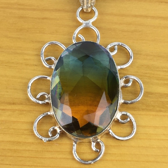 Sim Bi Color Tourmaline Pendant Necklace - Picture 5 of 12